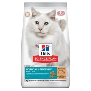 Hill’s Science Plan Adult Cat Hypoallergenic с яйца и протеин от насекоми – без зърнени култури – Пълноценна хипоалергенна суха храна за котки в зряла възраст