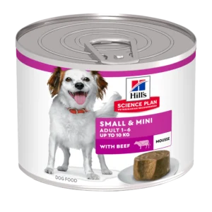 Hill’s Science Plan Adult Small&Mini Mousse- Консерва мус с телешко– Пълноценна храна за кучета от 1 до 6г. от дребните породи 0.200 гр.