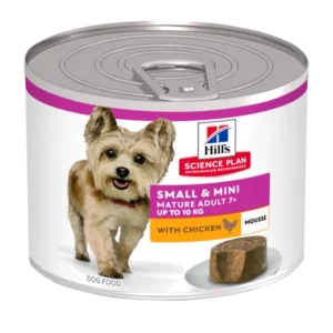 Hill’s Science Plan Mature Small&Mini Mousse- Консерва мус с пилешко– Пълноценна храна за кучета над 7г. от дребните породи 0.200 гр.