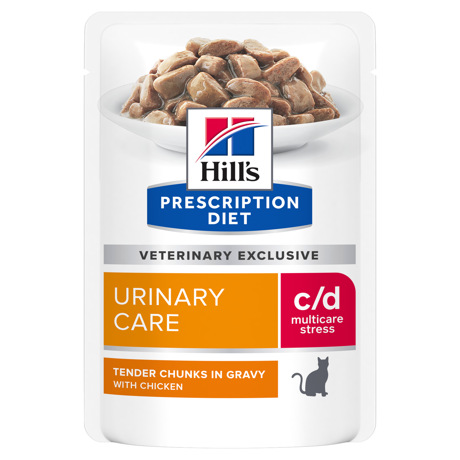 Hill's PRESCRIPTION DIET c/d Urinary Stress Chicken Pouch - лечебна мокра храна за котки с уринарни проблеми, идиопатичен цистит – пауч с пилешко