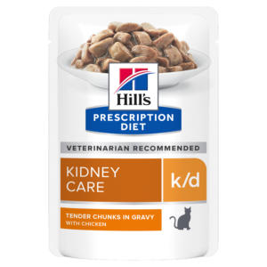 Hill's PRESCRIPTION DIET k/d Kidney Care pouch - лечебна мокра храна за котки с бъбречна недостатъчност, пауч с пилешко