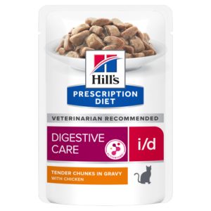 Hill's PRESCRIPTION DIET i/d Digestive Care AB+ Pouch - лечебна мокра храна за котки с храносмилателни разстройства и за възстановяване, пауч с пилешко