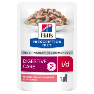 Hill's PRESCRIPTION DIET i/d Digestive Care AB+ Pouch - лечебна мокра храна за котки с храносмилателни разстройства и за възстановяване, пауч със сьомга