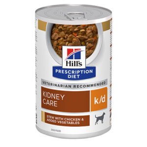 Hill's PRESCRIPTION DIET k/d Kidney Care Stew- лечебна мокра храна за кучета с бъбречна недостатъчност, консерва задушено пилешко със зеленчуци