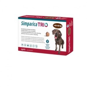 Дъвчащи обезпаразитяващи таблетки Simparica Trio за кучета с телесно тегло от 40 до 60 кг, 3 броя таблетки