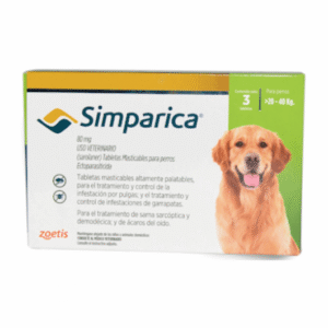 Simparica 80mg - вкусни таблетки за кучета от 20 до 40кг - за профилактика срещу външни паразити, 3 броя таблетки