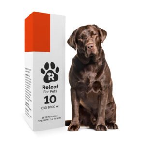 Releaf For Pets 10 - 1000мг. Широкоспектърно CBD масло в MCT масло за животни - 10мл. +20 кг.