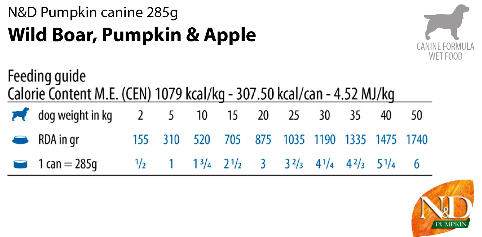 N&D Pumpkin Boar & Apple Adult dog – пълноценна мокра храна без зърнени култури за кучета от всички породи в зряла възраст с глиганско месо, тиква и ябълка, консерва 285г. - Image 5