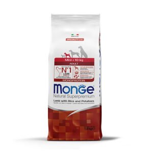 Monge Natural Superpremium Mini Adult Monoprotein Lamb with Rice and Potatoes - Пълноценна суха храна за кучета в зряла възраст от дребните породи с агнешко, ориз и картофи