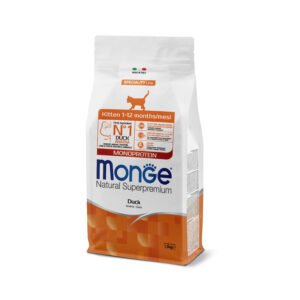Monge Natural Superpremium Monoprotein Kitten Duck - Пълноценна суха храна за подрастващи котета с патешко