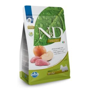 N&D Prime Wild Boar & Apple Adult Mini – суха храна без зърнени култури за кучета в зряла възраст от дребни породи, с глиган и ябълка