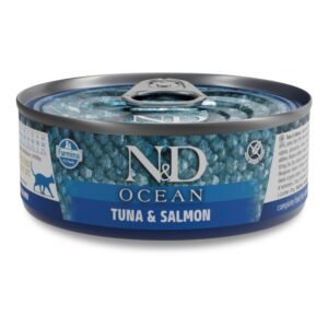N&D Ocean Tuna & Salmon Adult Cat – мокра храна без зърнени култури за котки над 1 година, с риба тон и сьомга, консерва 12бр. х 70г.
