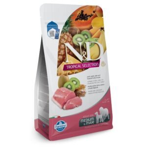N&D Tropical Selection Dog Adult Medium & Maxi Pork and Tropical fruits – суха храна за кучета над 1 година от средни и едри породи, със свинско, спелта, овес и тропически плодове