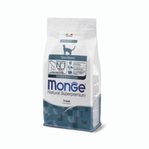 Monge Natural Superpremium Monoprotein Sterilised Cat Trout - Пълноценна суха храна за кастрирани котки с пъстърва