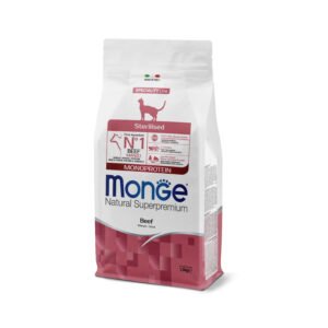 Monge Natural Superpremium Monoprotein Sterilised Cat Beef - Пълноценна суха храна за кастрирани котки с телешко/ Пакет 1.5кг.