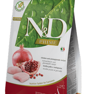 N&D Prime Chicken & Pomegranate Kitten – суха храна без зърнени култури за подрастващи котенца до 1 година, с пилешко и нар
