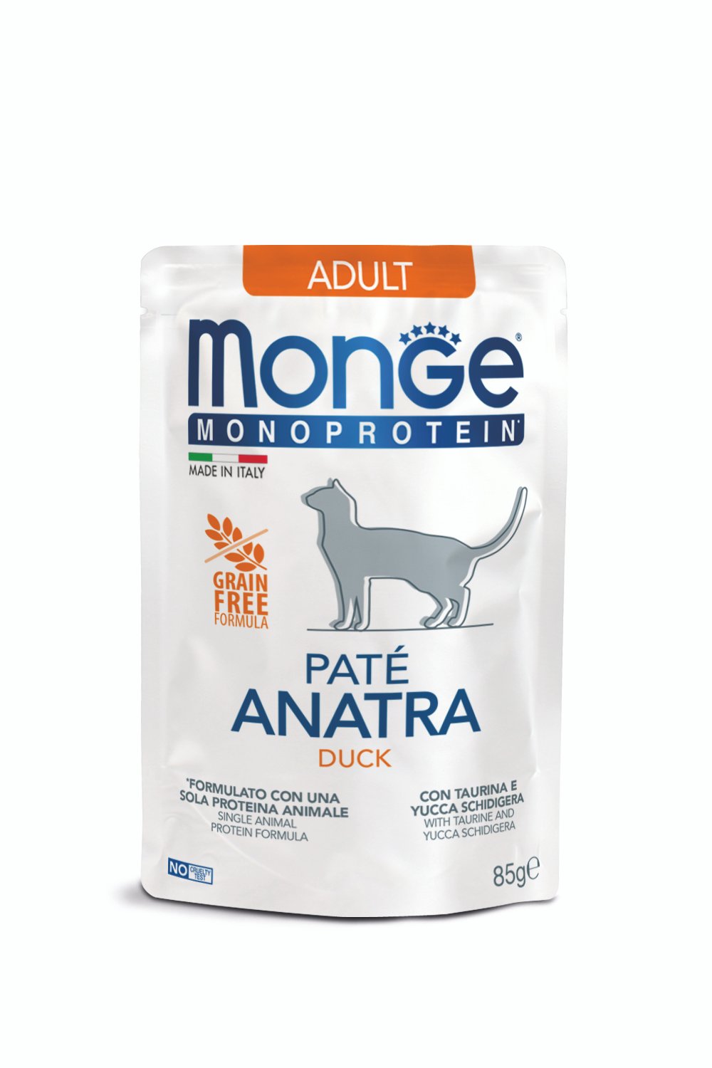 Monge Monoprotein Adult Cat Paté Duck - Пауч за котки в зряла възраст с патешко и картофи/ 12х85г.