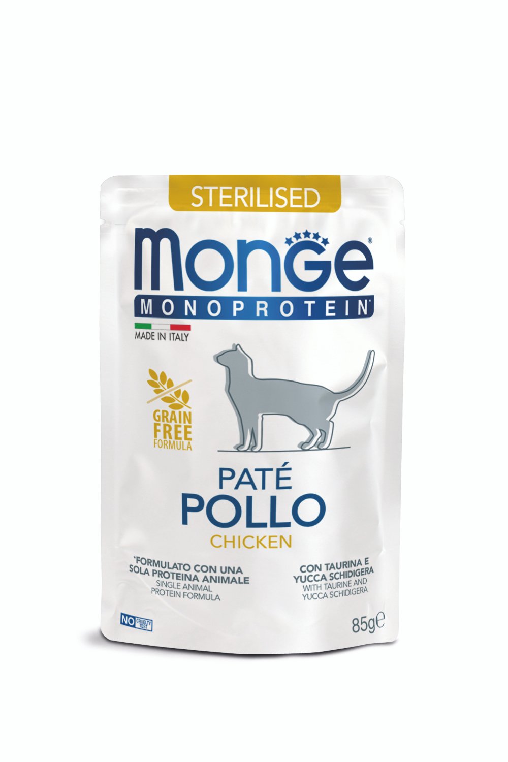 Monge Monoprotein Sterilised Cat Paté Chicken - Пауч за кастрирани котки в зряла възраст с пилешко и картофи/ 12х85г.