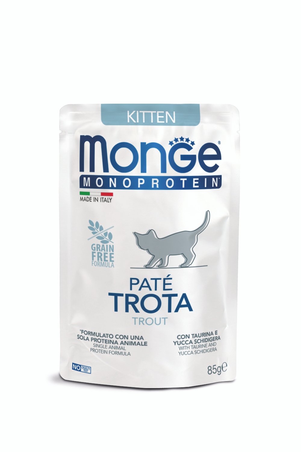Monge Monoprotein Kitten Cat Paté Trout - Пауч за подрастващи котенца до 1 година с пъстърва и картофи/ 12х85г.