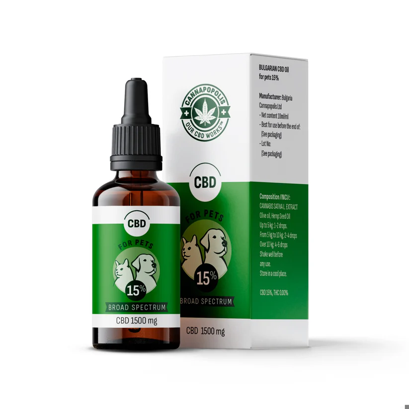 CBD масло 15% за домашни любимци на капки 10 мл.