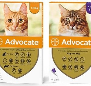 Advocate Cat/ Адвокейт - комбиниран препарат срещу външни и вътрешни паразити за котки, кутия с 3 броя пипети