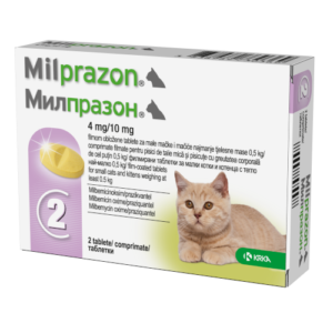 Milprazon / Милпразон / 4 mg/10 mg - филмирани таблетки за вътрешно обезпаразитяване на малки котки и котенца с тегло най-малко 0,5 kg– кутия с 2 таблетки