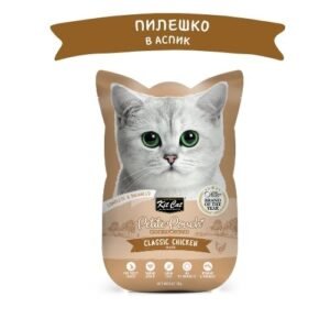 Kit Cat Petite Pouch Chicken in Aspic – Пълноценна и балансирана храна за котки в зряла възраст, пилешко в аспик (желе) 12 бр. х 70 гр.