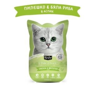 Kit Cat Petite Pouch Chicken & Whitefish in Aspic – Пълноценна и балансирана храна за котки в зряла възраст, пилешко и бяла риба в аспик (желе) 12 бр. х 70 гр.