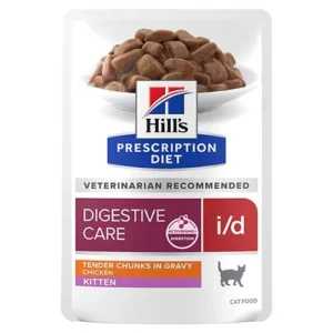 Hill's PRESCRIPTION DIET i/d KITTEN Digestive Care Pouch – Лечебна мокра храна за котенца с храносмилателни разстройства, пауч с пилешко/12х85 г.